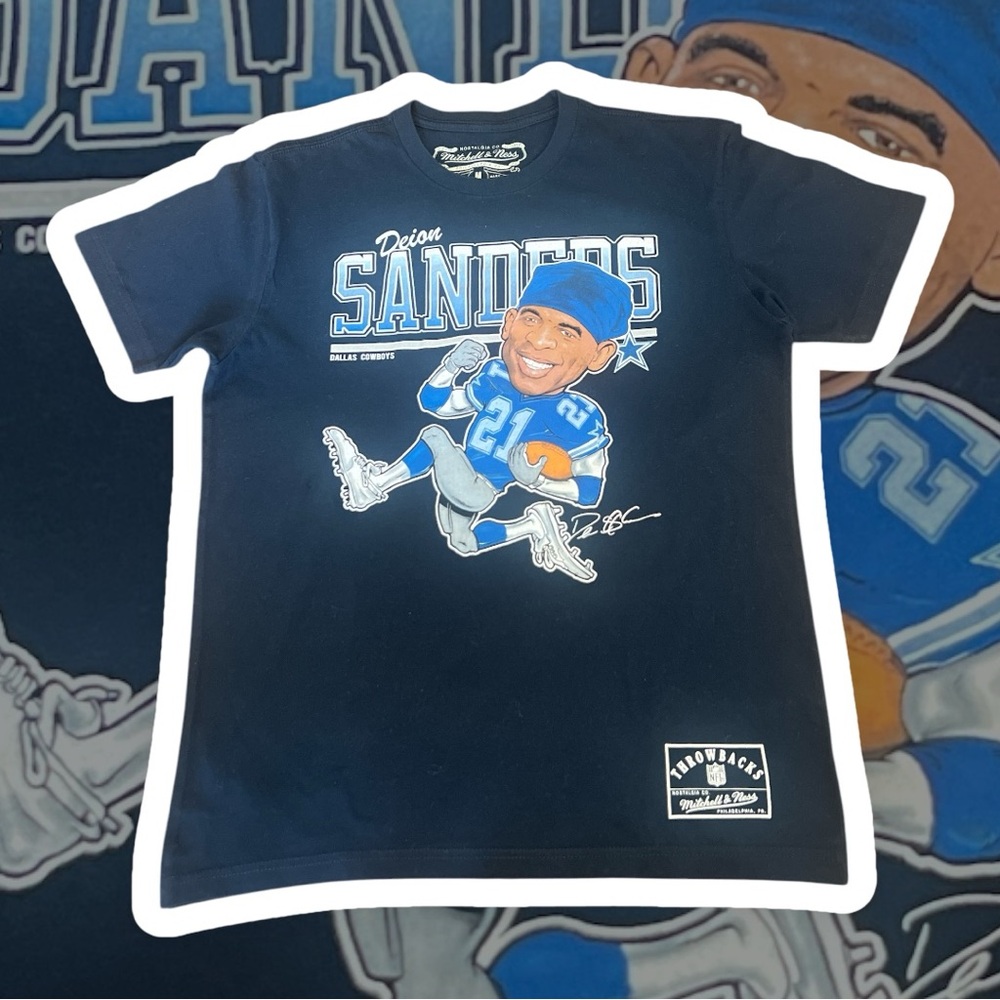 Deion Sanders Mitchell and Ness Dallas Cowboys Throwback Short-Sleeve Tee Shirt